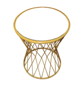 MCM mirror top wire base accent table