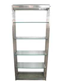 MCM polished aluminum 6 tier open shelf etagere