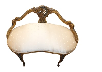 Antique French carved bench in original finish
