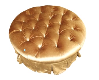 Vintage round upholstered button tuft ottoman