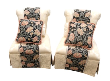 Pair of upholstered armless decorator chairs