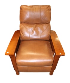 Mission style oak leather recliner