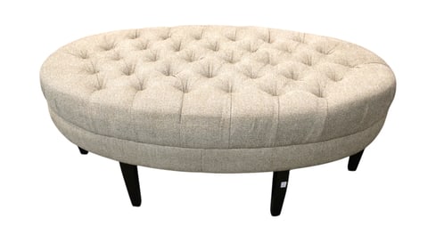 Button tuft oval upholstered ottoman