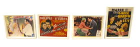 4 vintage MGM movie poster/lobby card prints in off white lacquer frames