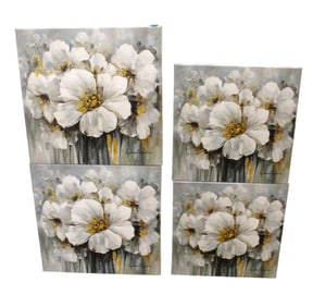 4 signed contemporary artworks still life flowers signed Darrel Pesdue