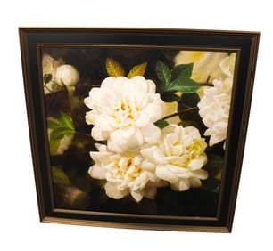 Contemporary framed canvas artwork of flowers