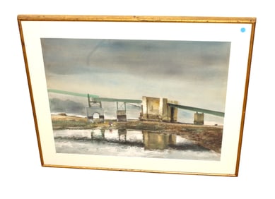 Vintage watercolor by James Franklin Shores (listed artist) in original frame