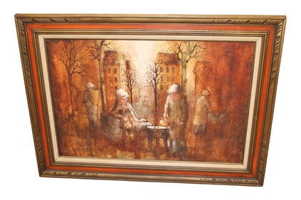 Mid Century Modern oil on canvas signed and dated 1973