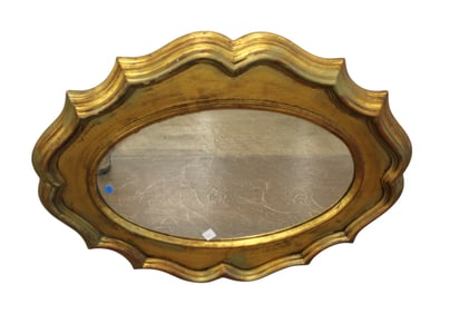 Antique Italian wood framed decorator mirror, hang either way