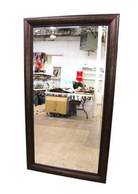 Contemporary full length beveled glass mirror in a copper finish frame