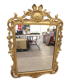 Vintage french mirror in distressed gold paint frame