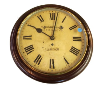 Antique mahogany framed 15" diameter clock