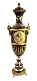 Beautiful french style porcelain urn with applied bronze