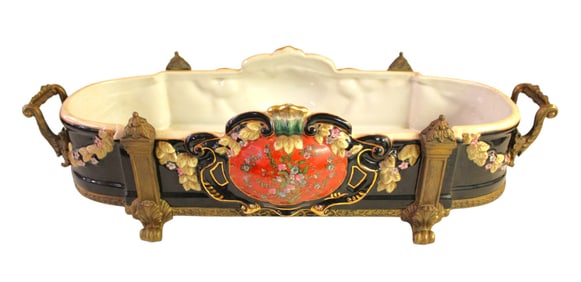 French style Castilian porcelain bronze mounted center bowl