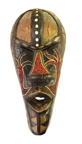 Asian hand carved masked with beading, does show age. 17"h x 8"w x 5"d