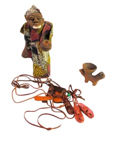 3 piece lot: Monk, Pipe, Leather Shoe Necklace