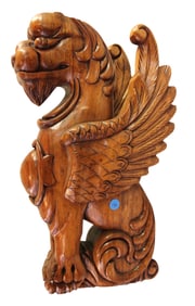 Hand carved mahogany wing griffin