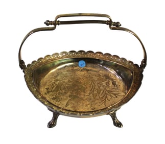 Vintage silverplate handled compote, 9"h x 10"