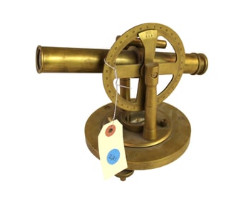 Vintage brass alidad compass and telescope 8"h x 9"w x 6"d