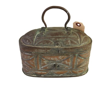 Antique tin copper washed english tea box.