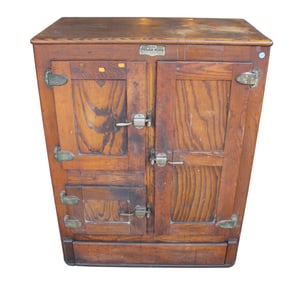Antique Polar Cane ice box with original porcelain
