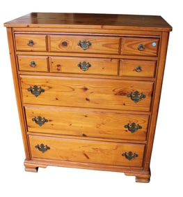 Vintage Unique Furn. Makers knotty pine high chest - 5 drawer