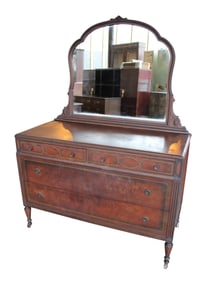 Antique depression walnut two tone dresser with mirror