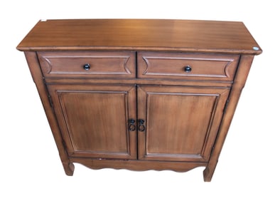 2 door 2 drawer walnut finish side cabinet