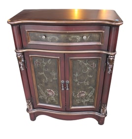 Italian style paint decorated credenza with carved columns