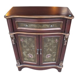 Italian style paint decorated credenza with carved columns