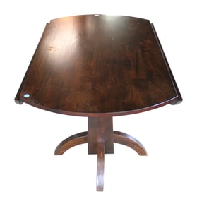 Contemporary mahogany finish drop leaf oval breakfast table