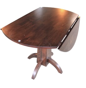 Contemporary mahogany finish drop leaf oval breakfast table