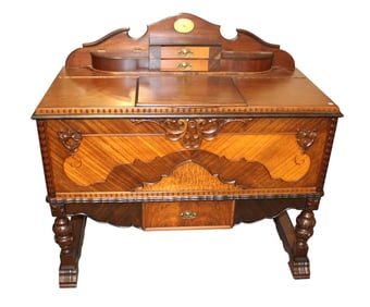 RARE model depression antique vanity cedar chest with clock, Roos-Chest