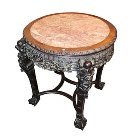 Awesome antique Asian hardwood and marble top center table