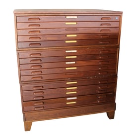 Vintage oak 3 stack 15 drawer map chest/industrial chest