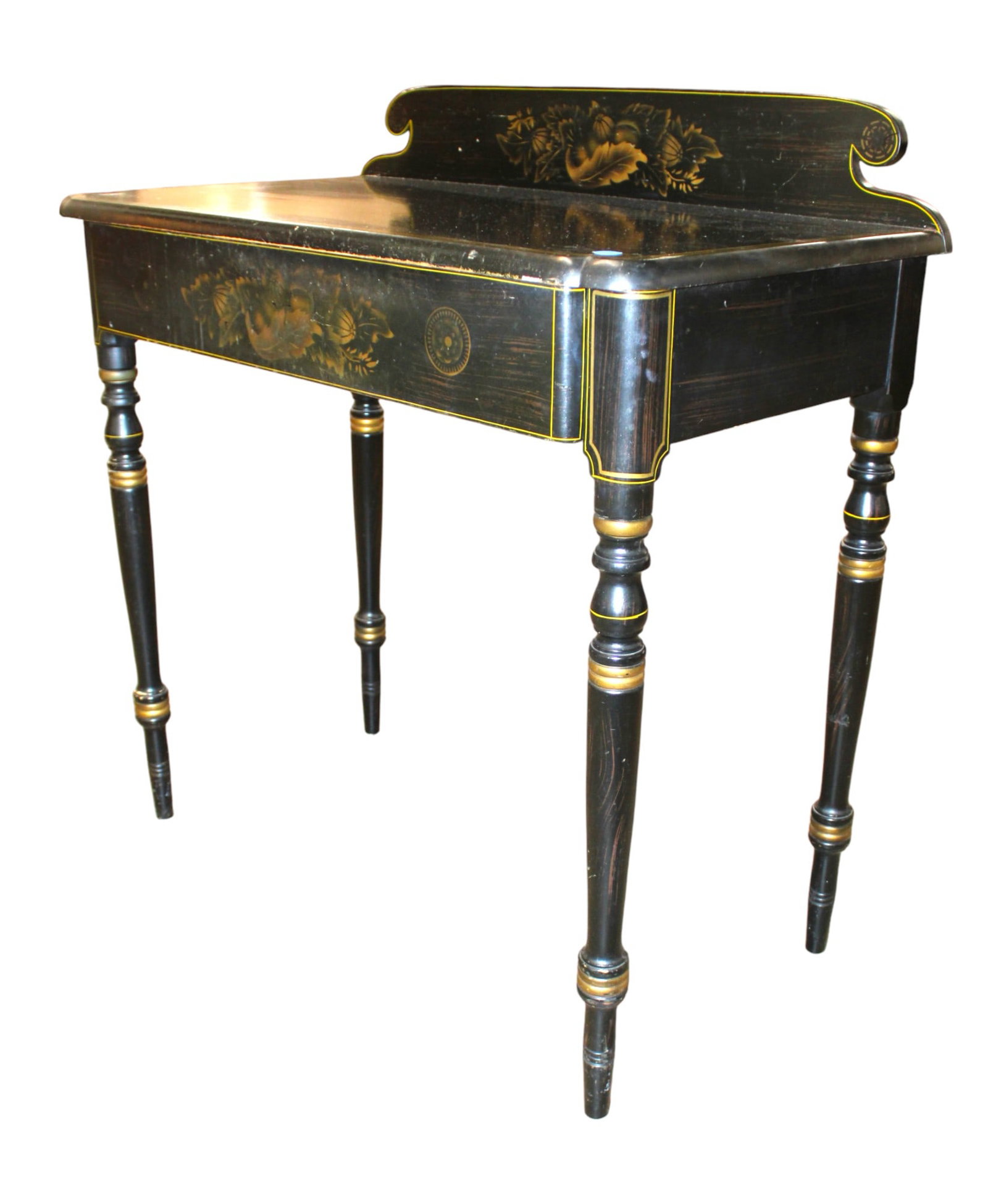 Hitchcock black stenciled country desk: Hitchcock black stenciled 1 drawer country desk, structurally sound and does show some wear. 34"h x 32"w x 18"d
