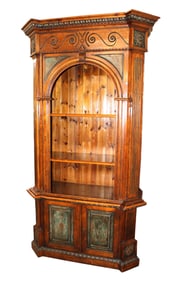 Impressive Turazza Italy 2pc. arch front open front bookcase