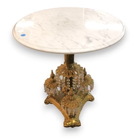 Italian marble top round side table
