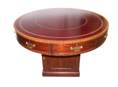 Quality Henkel & Moore burl mahogany and leather top