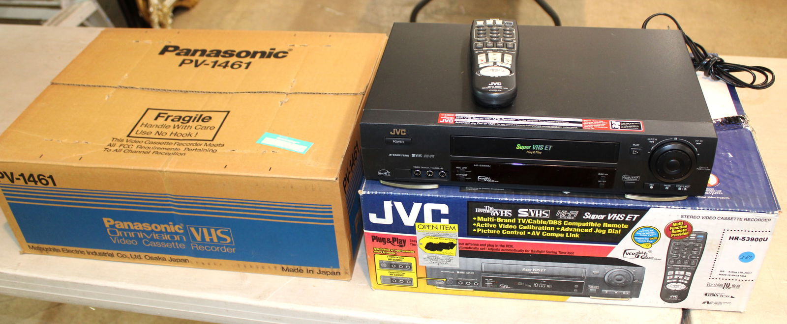 2 VCR players: JVC with remote & Panasonic VCR PV-1461 (1 of 3)