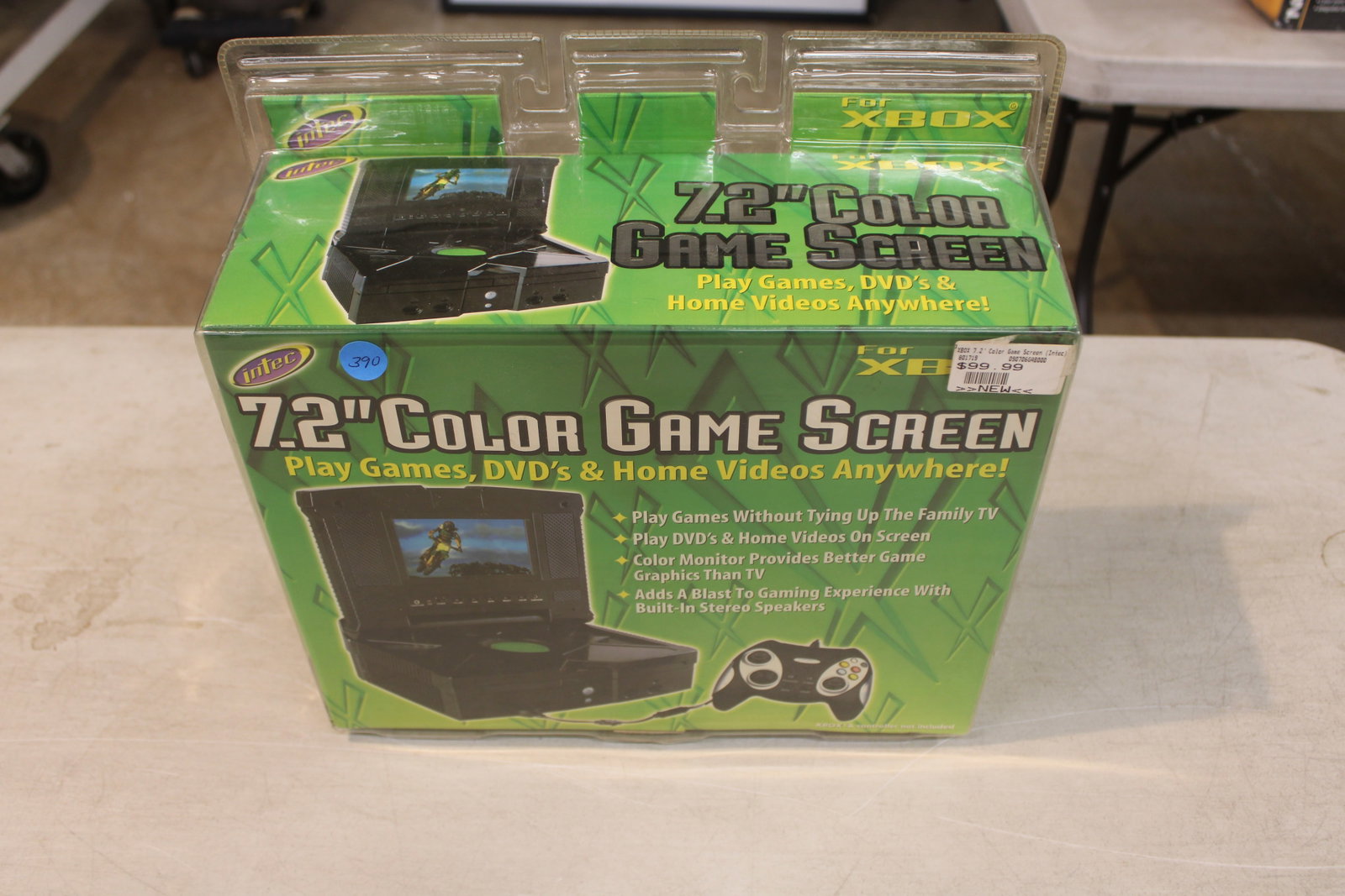 New Intec 7.2" Color Game Screen for Xbox: New Intec 7.2" Color Game Screen for Xbox, play games, dvds and home videos anywhere new in box and hard plastic packaging.
