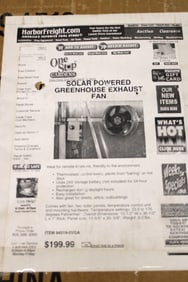 New One Stop Gardens Solar Powered Greenhouse Exhaust Fan