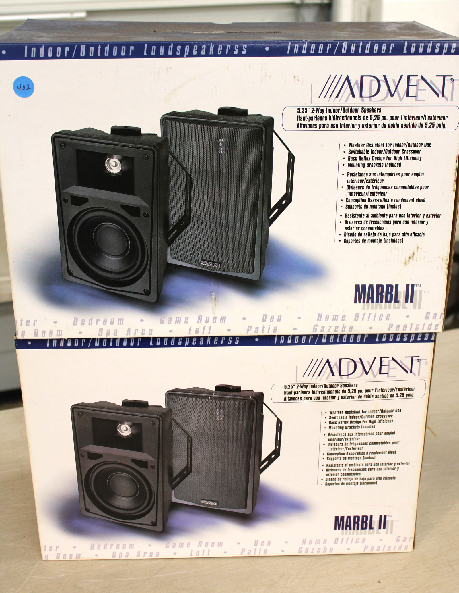 New (2) Pairs 4 speakers total - indoor/outdoor-Advent and Marbl II (1 of 3)