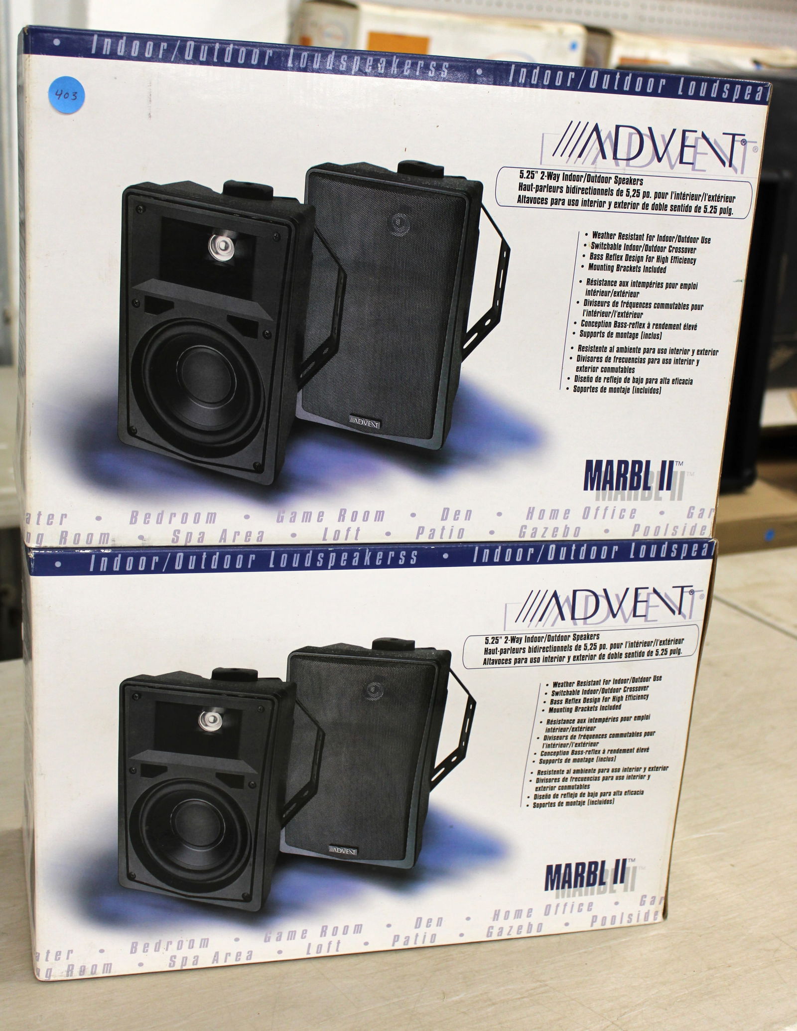 New (2) Pairs 4 speakers total - indoor/outdoor-Advent and Marbl II (1 of 3)