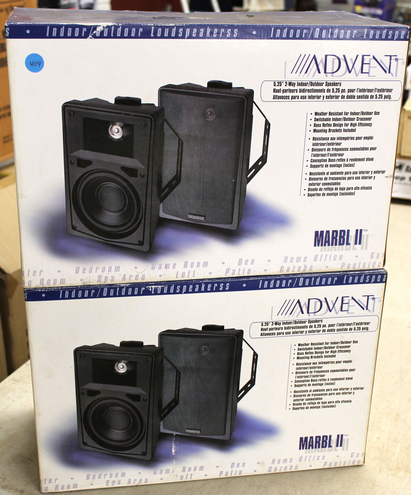 New (2) Pairs 4 speakers total - indoor/outdoor-Advent and Marbl II (1 of 3)