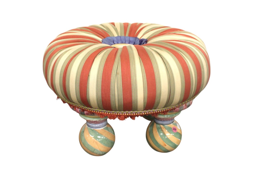 MacKenzie-Childs  Porcelain Leg Ottoman (1 of 7)