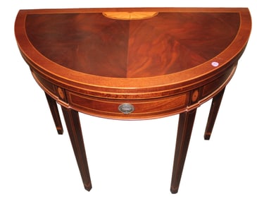 Quality Satinwood Inlay Demilune Game Table