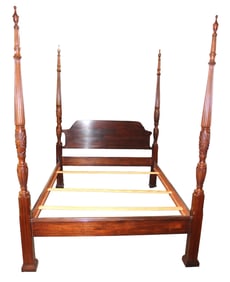 Mahogany Queen Size Four Poster Bed, Complete