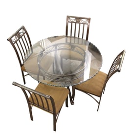 Nice 5pc Scallop 48" Glass Table Dining Set