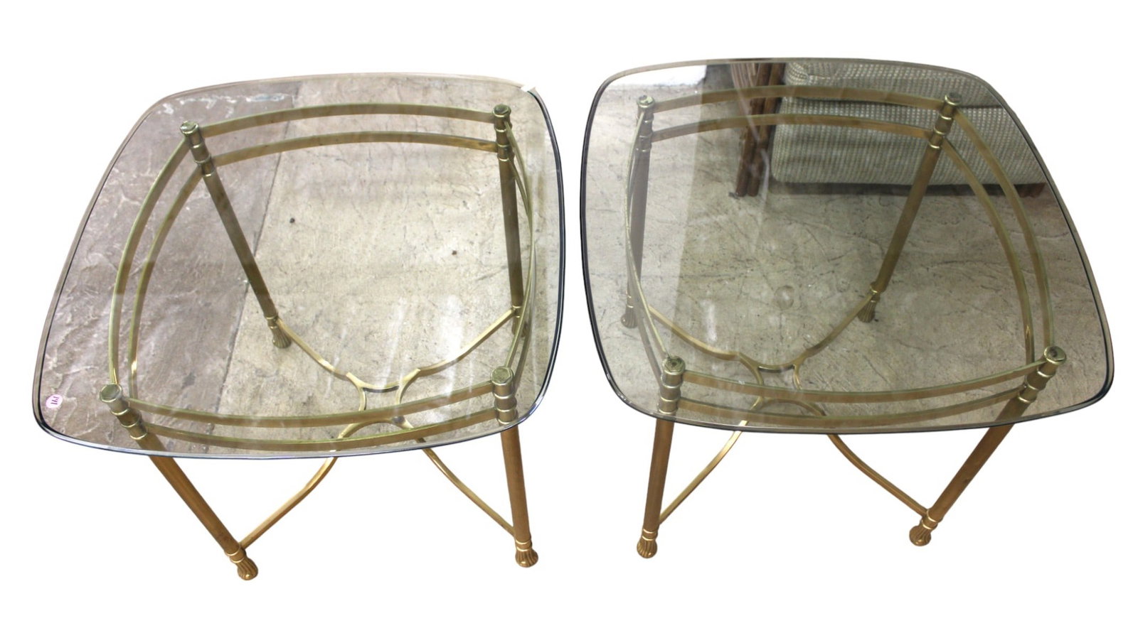 Pair of Mid Century Glass and Brass Side Tables (1 of 4)